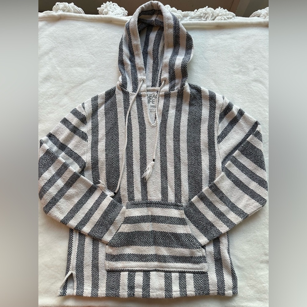 Unisex Beach LIFE Classic LADRFT BAJA Oversized Woven Pullover Hoodie Poncho S